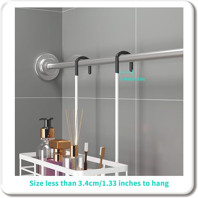 HapiRm Hanging Shower Caddy Organizer - No Drilling Shower Organizer with Inclined Shelf, Rustproof & Waterproof 304 Stainless Steel Bathroom Caddy - White - Image 6