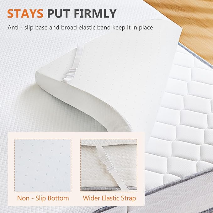 Sweetcrispy Memory Foam Mattress Topper Twin with Removable Soft Cover, 2 Inch Thick Gel Infused Cooling Toppers Pad for Twin Size Bed, Sleeper Sofa, RV, Camper, CertiPUR US Certified, Ventilated