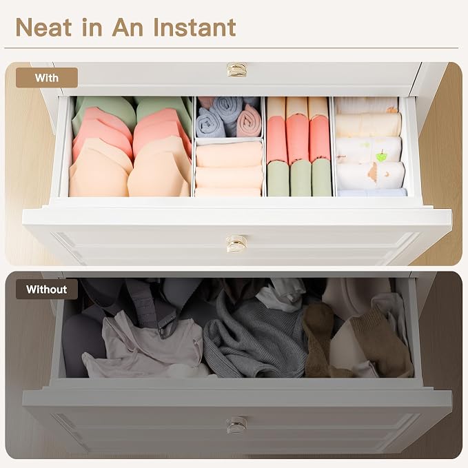 Criusia Drawer Organizer Clothes, 24 Pack Dresser Organizer for Baby Clothes, Underwear, Sock- Foldable Closet Organization and Storage Dividers Bins for Nursery, Bedroom and Dorm (White) - Image 6
