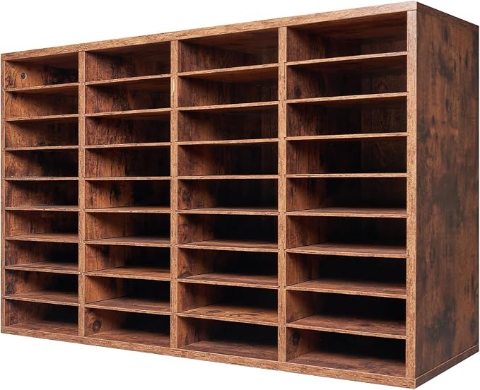VEVOR Literature Organizer, 36 Compartments Office Mailbox with Removable Shelves, Wood Mailbox Sorter Particle Board Office Home Classroom Storage, File Sorter for File, Document, Paper, Dark Brown - Image 9