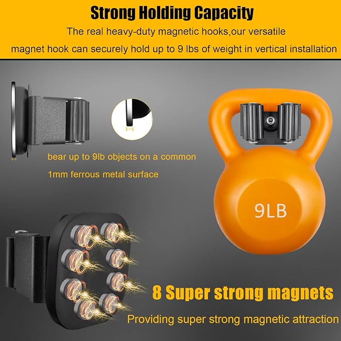 Upgraded Magnetic Broom and Mop Holder Wall Mount, Space-Saving Heavy Duty No Drill Over the Door Broom Gripper RV Camper Wall Organizer,Black,4 Pcs - Image 6