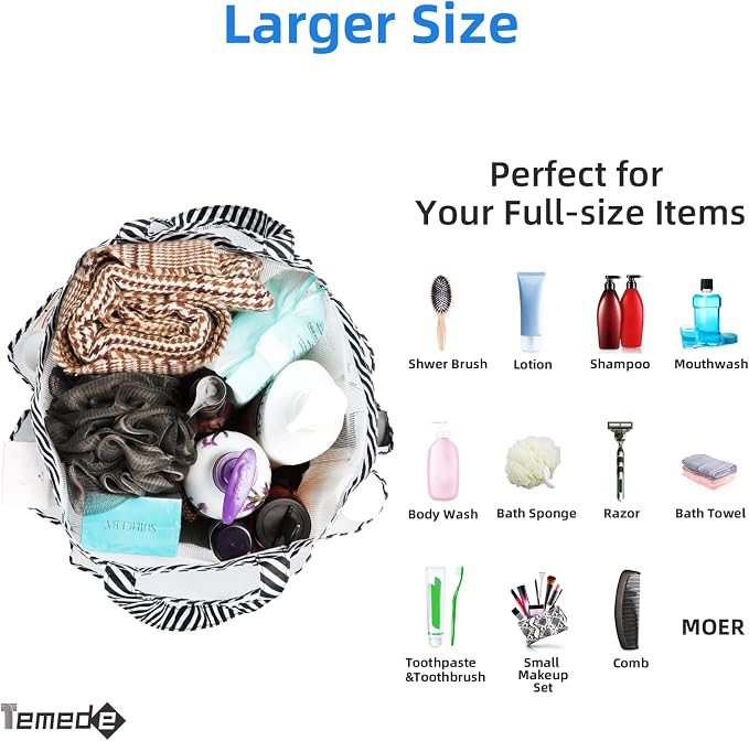 Temede Mesh Shower Caddy Portable for College Dorm Room Essentials, Large Capacity Shower Caddy Basket with 8 Pockets, Quick Dry Shower Tote Bag for Beach, Gym, Bathroom, Camp, Travel-White - Image 4