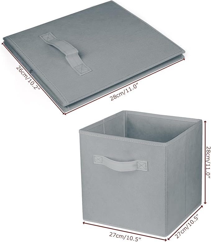 3 Pcs Storage Cubes, 10.5 Inch Collapsible Storage Bins, Fabric Foldable Bins for Organization, Durable Storage Bins for Closet, Shelves, Offices (Grey) - Image 3