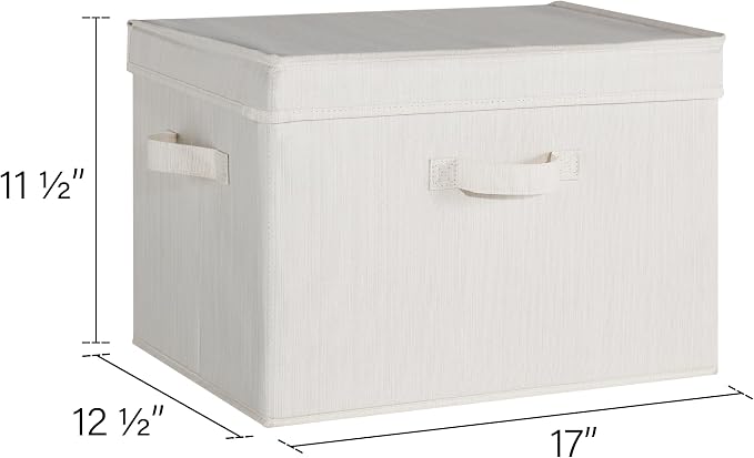 StorageWorks Closet Storage Bin with Lids, Decorative Storage Boxes with Handles, Fabric Storage Bins for Clothes, Jumbo, Mixing of Beige, White & Ivory, 2-Pack - Image 2