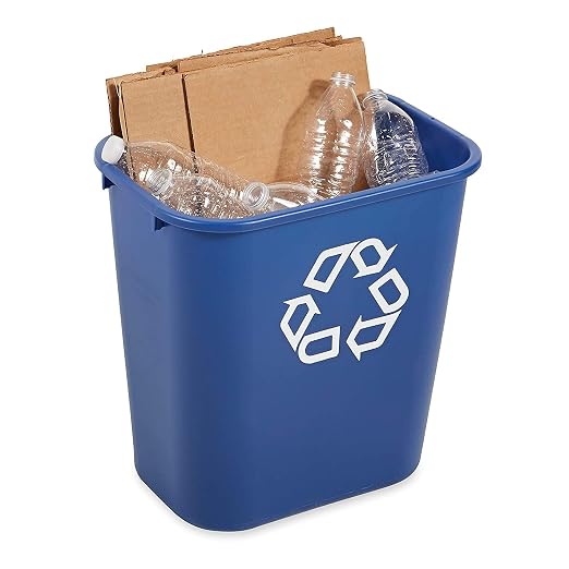Rubbermaid Commercial Products Deskside Recycling Can, 7-Gallon/28-Quart, Blue Recycling Symbol, Plastic, for Bedroom/Bathroom/Office/Under Desk/Sink, Pack of 4 - Image 5
