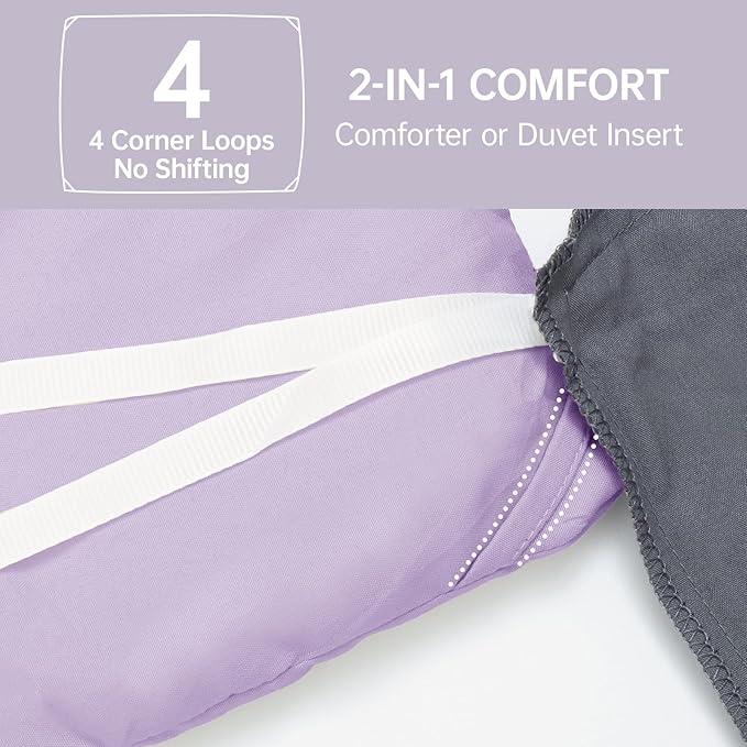 MUXHOMO Queen Comforter Set, All Season Ultra Soft Down Alternative Bedding - 3 Piece Lightweight Bed Set Includes 1 Comforter (90"x90") and 2 Pillow Shams (20"x26"), Crystal Purple