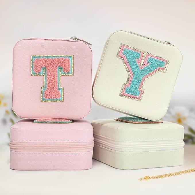 SANDJEST Personalized Jewelry Box, White Travel Jewelry Box with Initial Y, Small Monogrammed Jewelry Case Organizer for Girls Women Teen Kids, Mini Travel Essentials Gifts for Birthday Christmas - Image 6