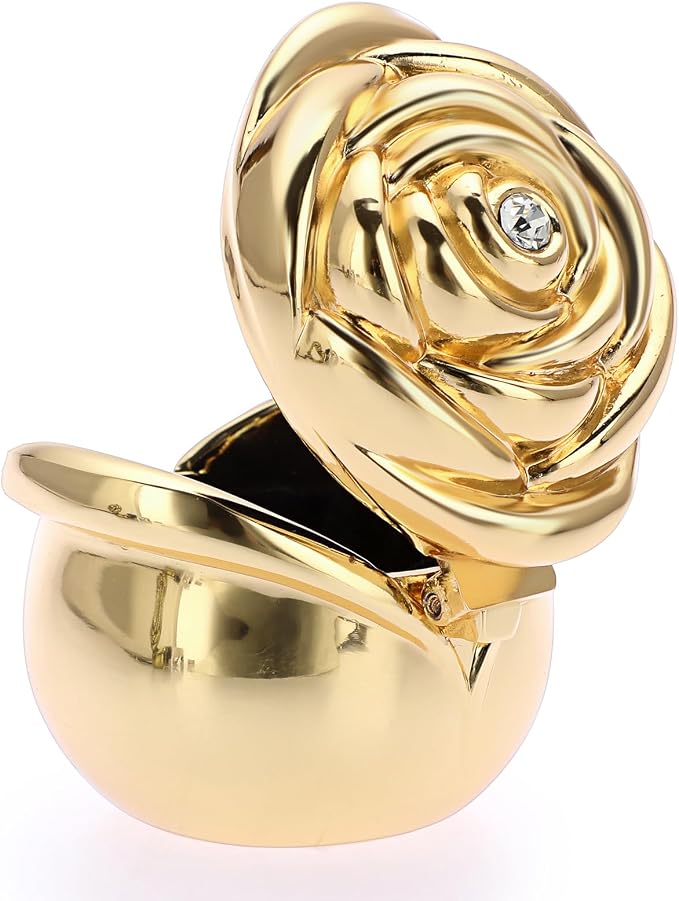 Hipiwe Rose Shape Vintage Jewelry Box - Small Trinket Storage Case Gold Ring Holder Treasure Box Organizer Keepsake Box for Rings Earrings Necklace, Gift for Women - Image 7