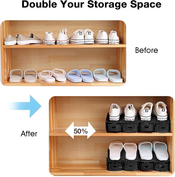 Neprock Shoe Rack Shoe Organizer Space-Saving Storage Shoe Organizer for Closet,Shoe Stacker Shoe Slots Space Saver Double Stack Shoe Holder Homeries - Image 4