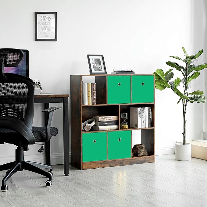 Foldable Storage Cubes Bins ,11 Inch Cloth Storage Cube Fabric Storage Box Cubes Organizer Baskets with Handles for Home Organizer Set of 6 (Green) - Image 4