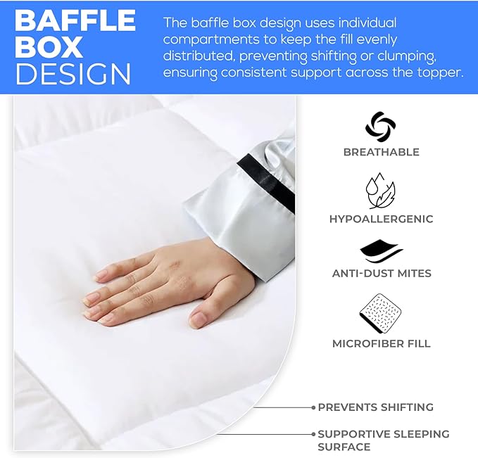 Mattress Topper California King, Plush Pillow Top Extra Thick Mattress Pad Cover, Quilted Fitted Mattress Protector with Deep Elastic Pocket, Overfilled Down Alternative Filling Bed Toppers