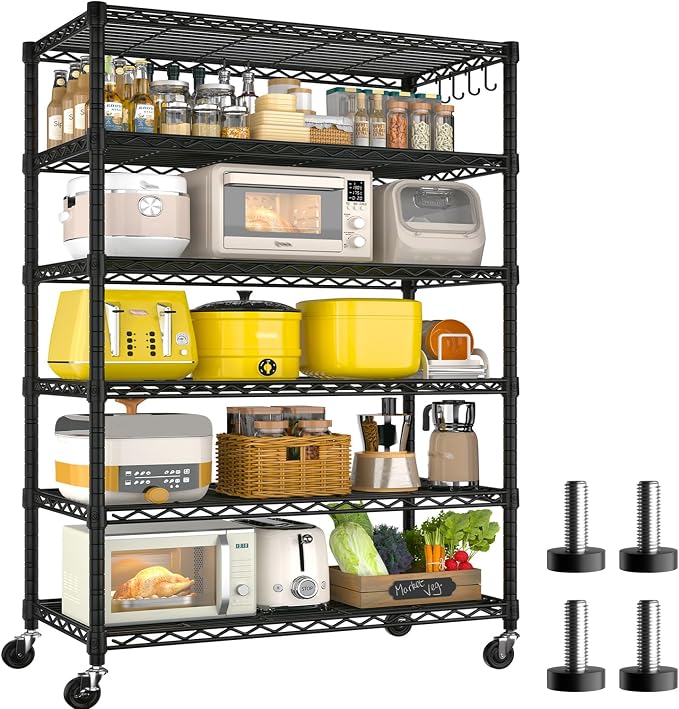 PrimeZone 6 Tier Wire Shelving with Wheels 79''H 1500lbs Storage Shelves NSF Certified Heavy Duty Steel Metal Shelf Adjustable Rolling Rack Kitchen Garage Closet Pantry Laundry 79''HX36''WX16''D by PrimeZone