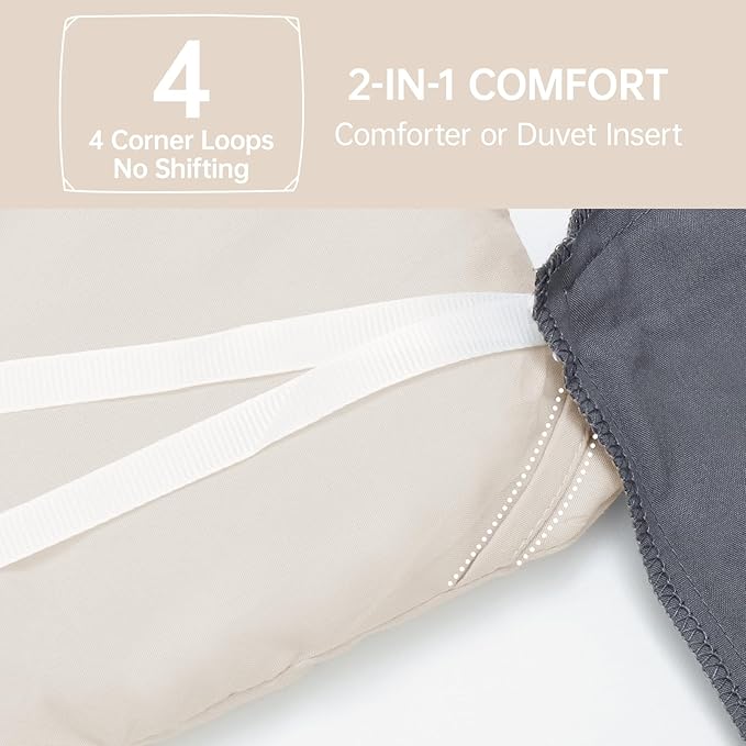 MUXHOMO Beige Oversized Queen Comforter Sets, All Season Ultra Soft Down Alternative Bedding - 3 Piece Lightweight Bed Set Includes 1 Comforter (98"*98") and 2 Pillow Shams (20"x26")
