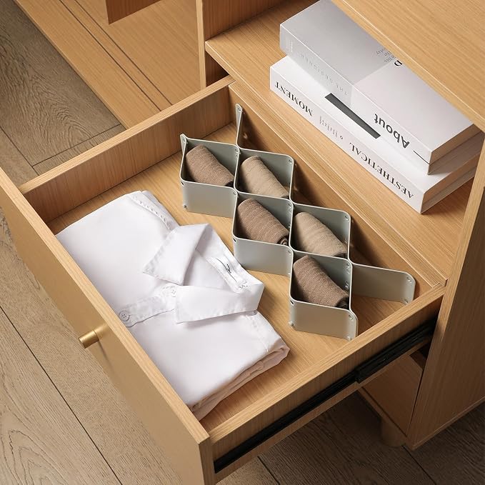 ROUFA Sock Drawer Organizer for Dresser, Honeycomb Underwear Dividers for Women, Panty Separator for Bras, Socks, Belt and Leggings (2 Sets/12pcs,Grey) - Image 6