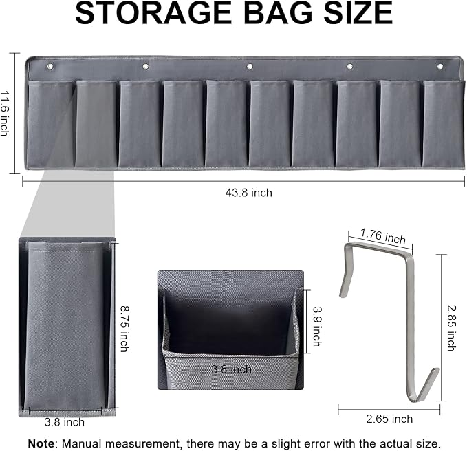 RVZONE RV Shoe Pockets 10 Pockets Heavy Hanging Bedside Storage Organizer with Sturdy Hooks Storage Pockets Hangs on bed for Shoes Toys and Tool Accessories - Image 2