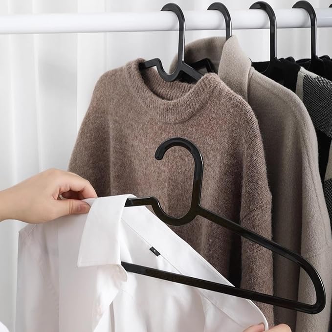 Clothes Hangers 30 Pack, 16" Heavy Duty Coat Hanger, Clear Acrylic Hangar, Non-slip Short Neck Hanger for Closet, Space Saving Slim Thin Perchas for Adult Suit, T-shirt, Jacket, Dress, Blouse Clothing - Image 8