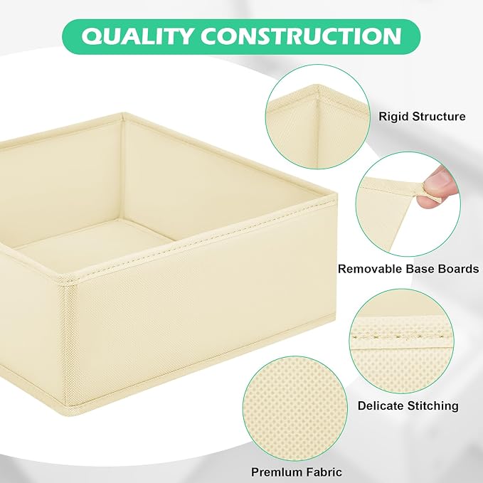 Drawer Clothing Organizer 16-Pack, Beige 3-Size Underwear Drawer Dividers, Fabric Folding Wardrobe Organizer for Baby Clothes, Bras, Underwear, Panties, Belts, Socks, Ties, etc. - Image 6