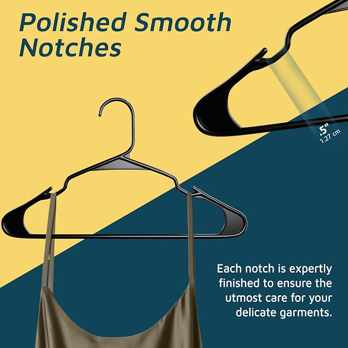 Lifemaster Plastic Clothes Hanger Set - 30 Pieces Versatile, Lightweight, Space-Saving, Non-Slip, Slim Designed, Dry and Wet Clothes Hanger Set - Black - Image 7