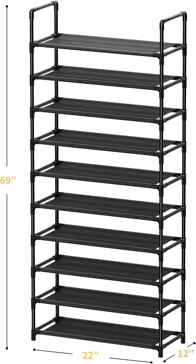 Shoe Rack, 10 Tier Shoe Storage Organizer Fit 30-35 Pairs Shoes,Metal Tall Shoe Shelf for Closet,Entryway,Garage,Bedroom,Cloakroom - Image 3