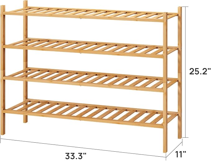 viewcare Shoe Rack, 4-Tier Long Shoe Rack for Entryway, Bamboo Wood Shoe Shelf for Closet & Hallway, Long 33IN | Beautiful | Functional | Sturdy | Durable - Image 3