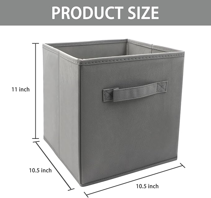 EBIGIC Storage Cubes Collapsible fabric Storage bins,cube storage organizer 10.5 * 10.5 * 11 inch,For home and office Collapsible Closet Shelf Organizers, Drawer Organizers(Grey) - Image 2