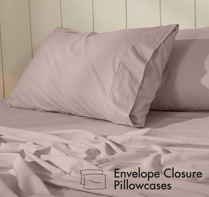 RUVANTI 100% Cotton Sheets – California King Percale Bedding, Cooling & Breathable, Durable with a Crisp, Soft & Comfortable Feel, 14" Deep Pocket, 4-Piece Set, Warm Mocha