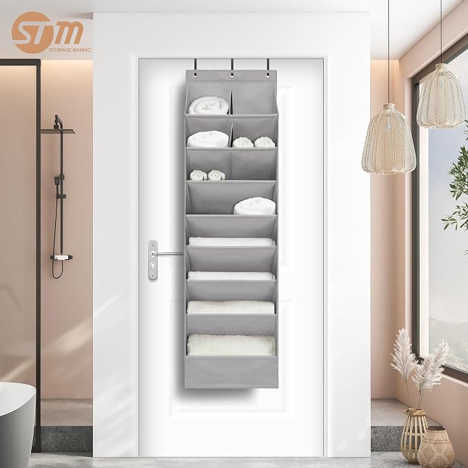 STORAGE MANIAC Over the Door Shoe Organizer Heavy-Duty Large Deep Pocket Hanging Shoe Organizer Shoe Rack Door Closet Shoe Organizer for Wall, Dorm & Narrow Door Storage Shoe Holder Grey, 1 Pack - Image 2