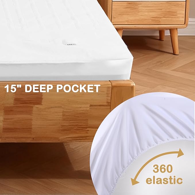 Electric Mattress Pad Twin Size 39"x75" with 10 Hours Auto Off 4 Heat Setting Simple Controller Fit Up to 15 Inch Deep Pocket, Machine Washable - White