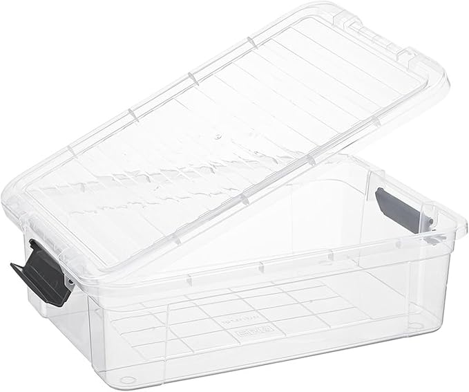 Superio Clear Storage Boxes with Lids, 13.7 Quart Plastic Container Bins for Organizing, Stackable Crates, BPA Free, Non Toxic, Odor Free, Organizers for Home, Office and Dorm, 5 Pack