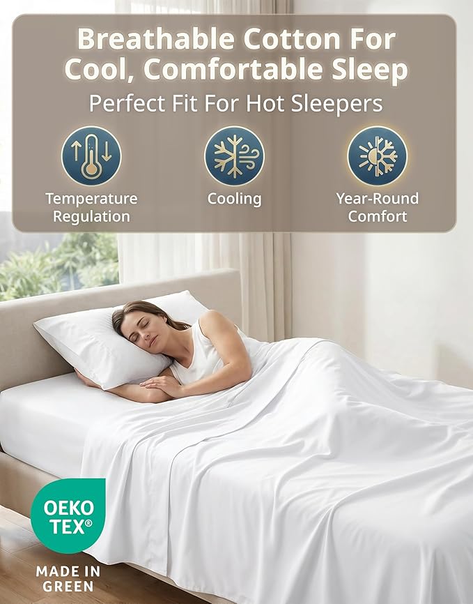 LANE LINEN Twin XL Sheets Set - 600 Thread Count Premium Sateen Weave for Hotel Quality Luxury - Extra Soft & Breathable Cotton Sheets Set for Single Beds - Fits Mattresses Upto 15'' Deep - White