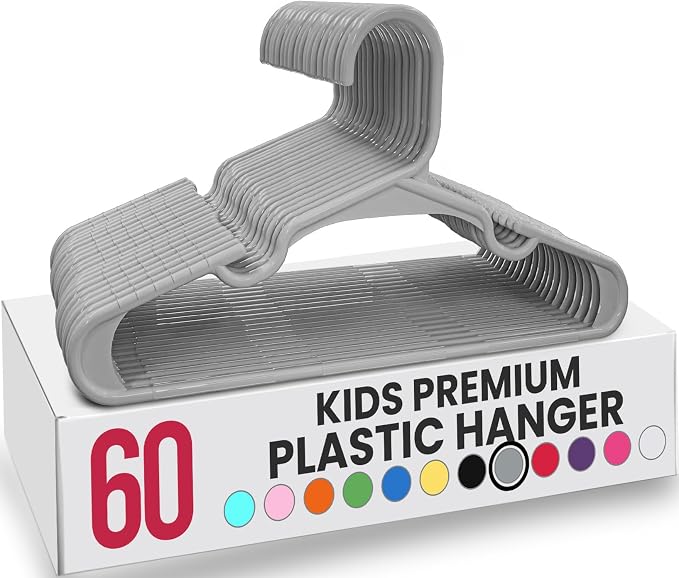 Utopia Home 60 Pack Kids Hangers - 11.5 Inch Plastic Baby Hangers for Closet - Childrens Hanger for Clothes & Infant Hanger for Closet - for Everyday Standard Use (Gray) by UTOPIAHOME