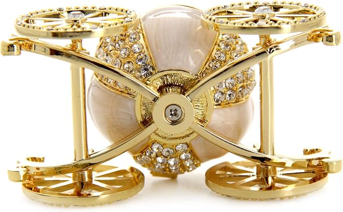 LASODY Hand Painted Enameled Cinderella Pumpkin Carriage Decorative Hinged Jewelry Trinket Box Unique Gift for Family,Jewelry Chests Wedding Valentine‘ Day, Mother’s Day Gifts (Gold, Jewelry box) - Image 2