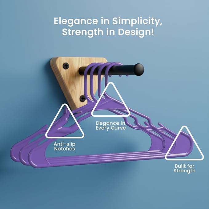 Utopia Home Plastic Hangers 50 Pack - Perfect Space Saving Clothes Hanger - Durable and Strong - Perfect Closet Organizers with Shoulder Grooves (Purple) - Image 5