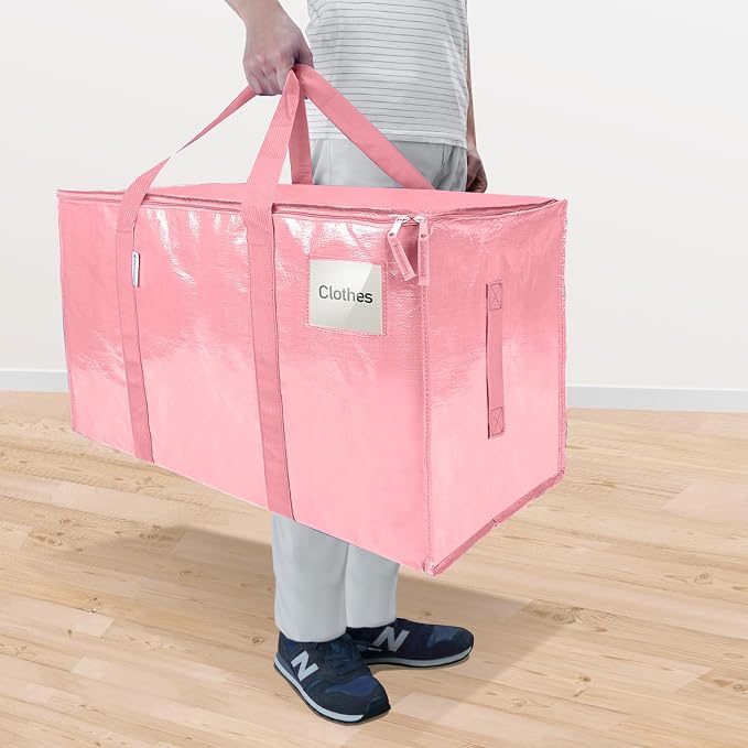 TICONN 6 Pack Extra Large Moving Bags Heavy Duty with Zippers & Carrying Handles, Durable Storage Bags Moving Boxes for Closet Organizers and Storage (6 Pack, Coral) - Image 2