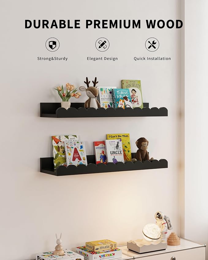 Shario Nursery Shelves (Black, 16.5 Inches) - Image 2