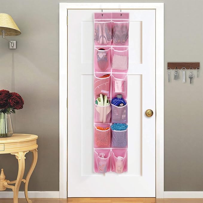 GOMAJI Over the Door 12 Pocket Hanging Shoe Organizer, Pink - Image 5