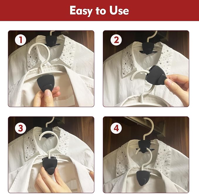 Latoxcaa Space Saving Standard Hanger Hooks 100Pcs, Upgrade Heavy Duty Space Saver Hangers Connector Hooks for Clothes, Premium Hanging Closet Organizer for Dorm, Ganchos para Colgar Ropa, Black - Image 7