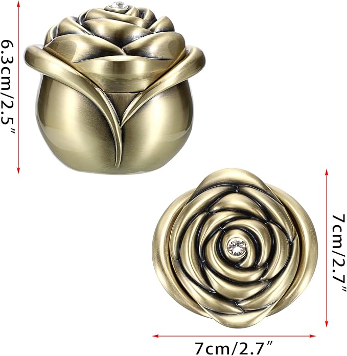 Hipiwe Rose Shape Vintage Jewelry Box Small Trinket Box Metal Ring Holder Box Treasure Chest Decorative Keepsake Organizer Box for jewelry,Gift for Women,Large - Image 6