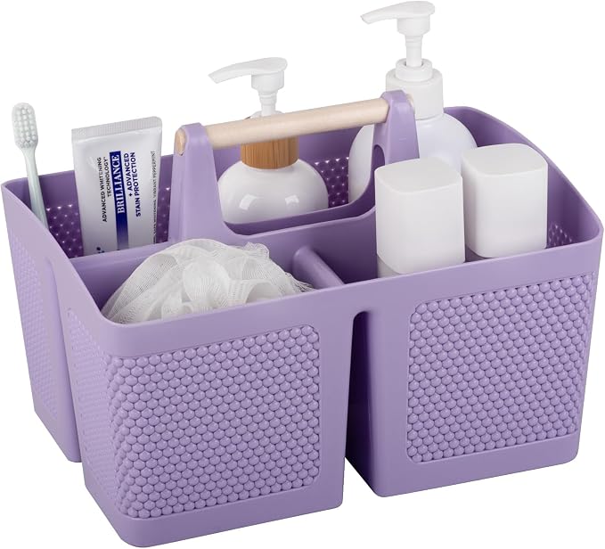 rejomiik Portable Shower Caddy Basket Plastic Cleaning Caddy Organizer Storage Tote with Handle for Bathroom, College, Dorm Room Essentials, Purple by rejomiik