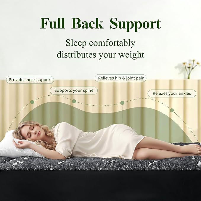 Twin Mattress Topper, Viscose Derived from Bamboo Thick Pillow Top Mattress Pad with Deep Pocket, Naturally Cooling for Hot Sleepers, Soft for Back Pain Relief, Premium Dark Grey