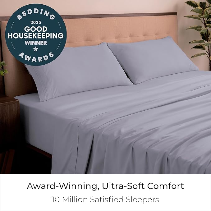 Mellanni California King Sheets Set - 4 PC Iconic Collection Bedding - Hotel Luxury, Extra Soft, Cooling Bed Sheets - Wrinkle, Fade, Stain Resistant (Cal King, Lavender)