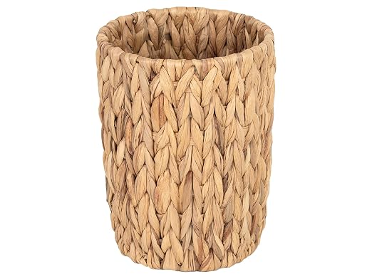 StorageWorks Wicker Waste Basket, Small Trash Can for Bathroom, Water Hyacinth Trash Basket for Office, Wicker Garbage Can for Bedroom, Round, 1 Pack by StorageWorks