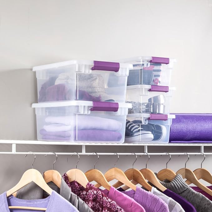 Sterilite 12-Pack ClearView Latch Box, Stackable Clear Organizer Bins with Lids, 6 Qt – Plastic Tote Containers for Closet, Office, Bedroom, Shelving Units and Everyday Home Storage Organization - Image 7