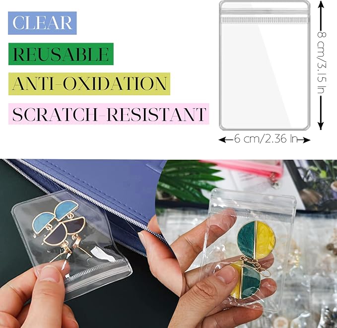 Earring Organizer Case Travel Jewelry Organizer Transparent Jewelry Storage Book for Necklace Bracelet Ring Holder with Small Clear Zippered Pouch - Image 5