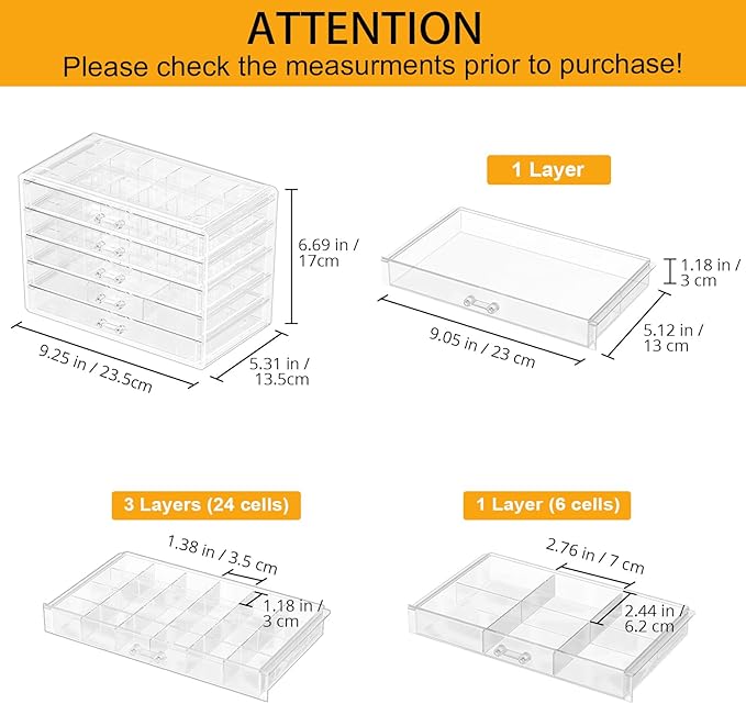 ProCase Acrylic Earrings Holder Organizer Box, Large Clear Earring Jewelry Storage Transparent Stackable Drawers Jewelry Display for Earring Ring Bracelet -Clear, 5 Layers - Image 5