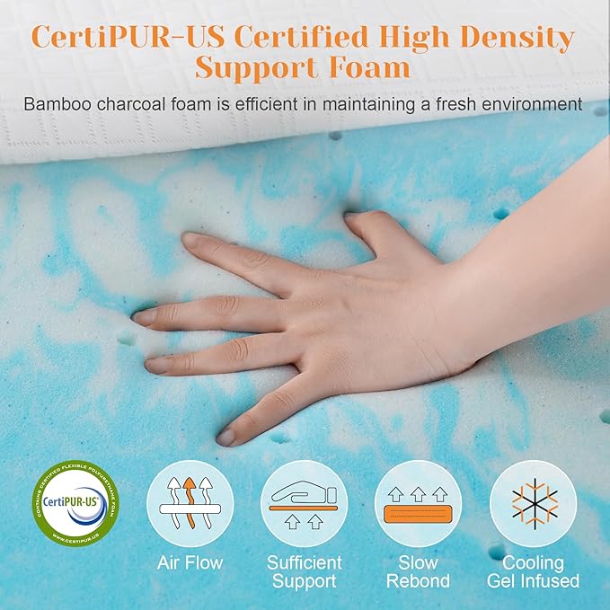 Extra Firm Mattress Topper Queen, 3 Inch High-Density Firm Mattress Pad for Back Pain Relief, Bed Topper with Removable Cover, No Smell, No Slip, CertiPUR-US Certified, 80" x 60"