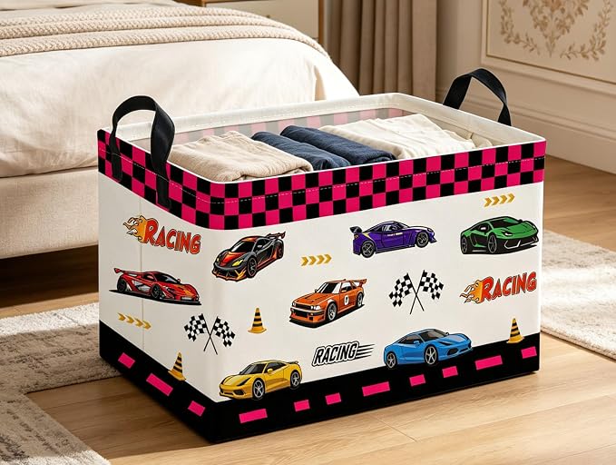 Rectangle Kids Baskets Car Basket Cute Storage Bin Organizer Boys Box for Room Decor Gift Basket(Car) - Image 6