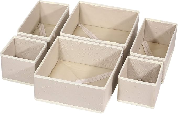 DIOMMELL 6 Pack Foldable Cloth Storage Box Closet Dresser Drawer Organizer Fabric Baskets Bins Containers Divider with Drawers for Clothes, Underwear, Bras, Socks, Lingerie, Clothing - Image 7
