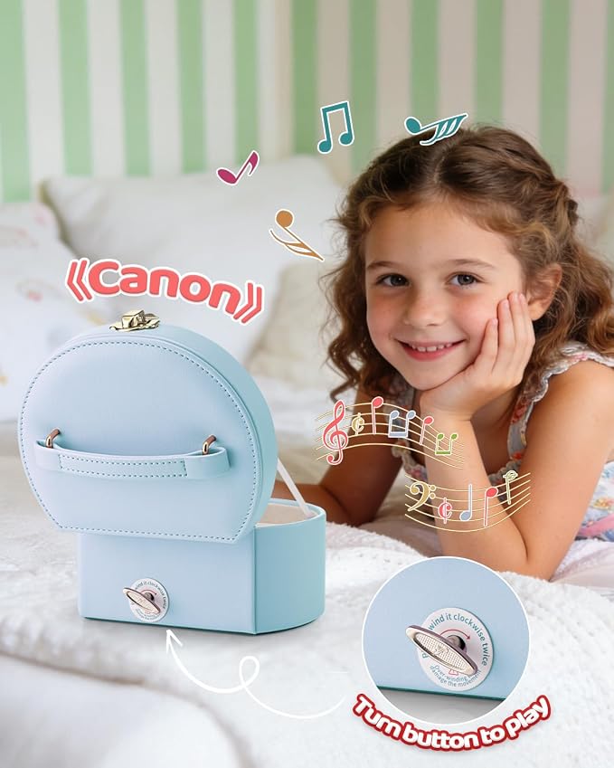 VLANDO Bithday Gift for Girl - Musical Jewelry Box for Girls, Small Kid Music Box with Ballerina for Party Bedroom Decor, Gifts for Girls Kids - Blue - Image 7