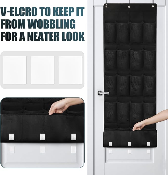 24 Large Pockets Upgraded Over the Door Shoe Organizer, Enhanced Hanging Solution Holder Closets, Shoe Cabinets for Everyone - Image 3